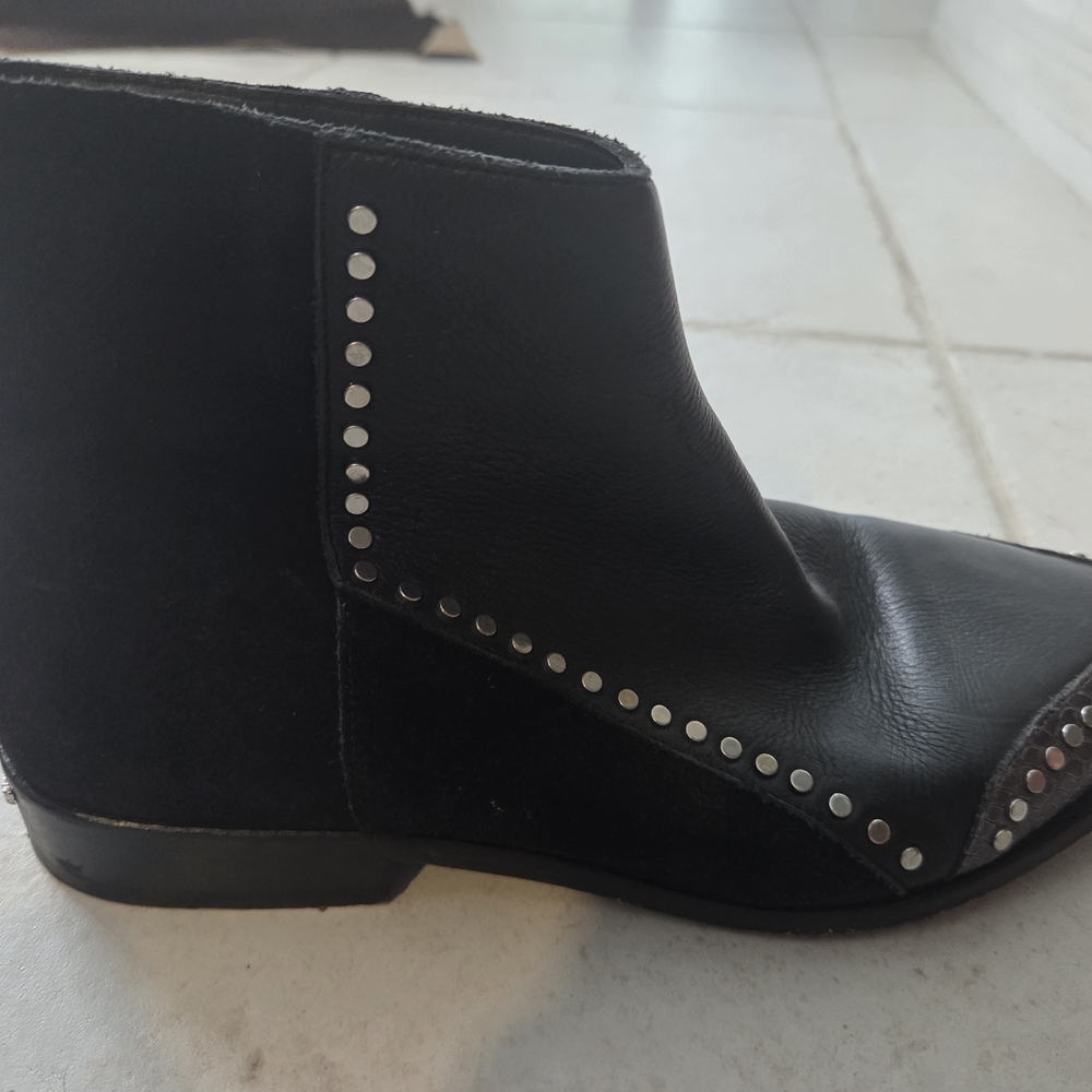 Zadig & Voltaire Black Suede Ankle Boot with Silver Wing Detail - Picture 4 of 7